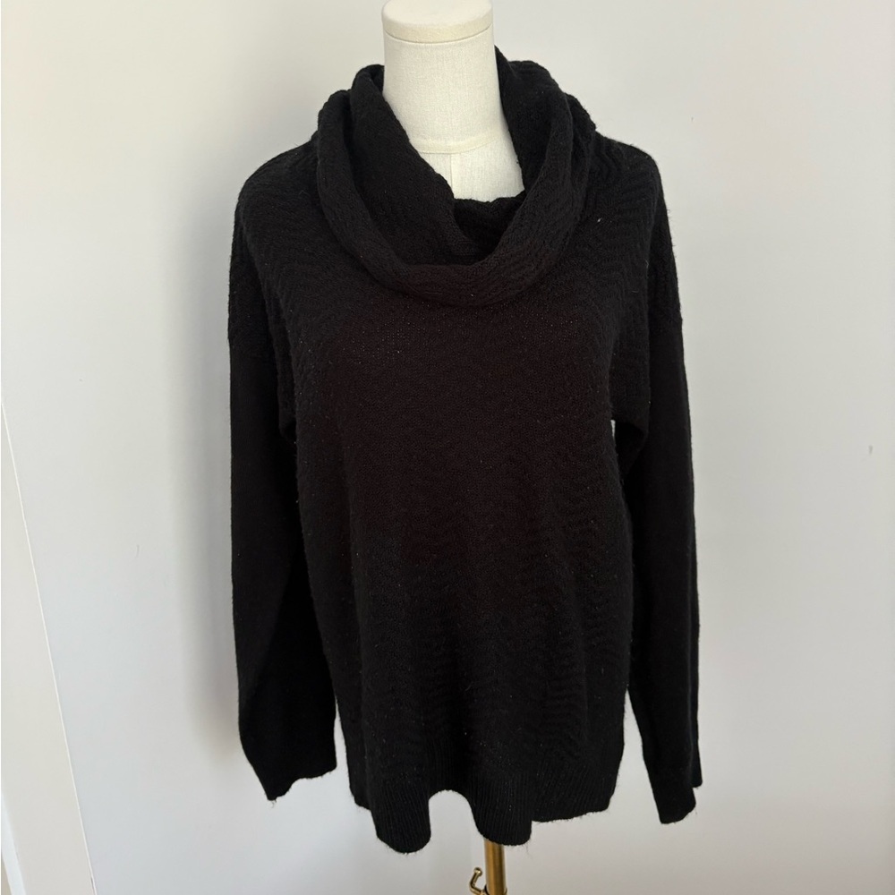 Verve Ami Black Cowl Neck Sweater with Chunky Knit